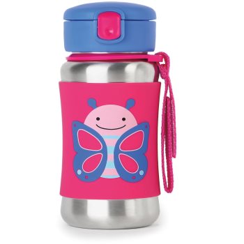 Skip Hop Zoo Straw Bottle sticlă inoxidabilă pentru apă cu pai - imagine 2